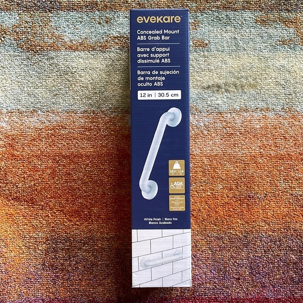 Brand New 12" ABS Grab Bar Bathtub Shower Toilet Ribbed Handle White ADA Elderly